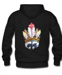 Indian Racoon Applique Leather Hoodie Back