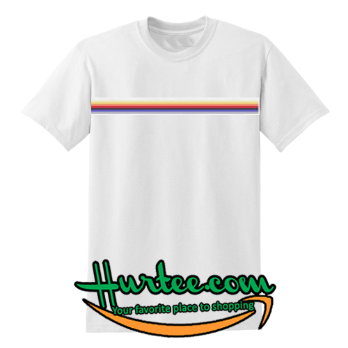 grey t shirt with rainbow stripe