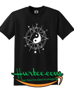 Yin Yang Auseklis Star Moon Pentagram Fun Grunge Graphic Science T Shirt