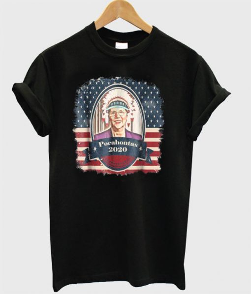 Elizabeth Warren Pocahontas Vintage American Flag T shirt
