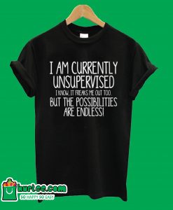 I Am Currently Unsupervised I know. It Freaks Me out Too. But The Possibilities Are Endless! T-Shirt