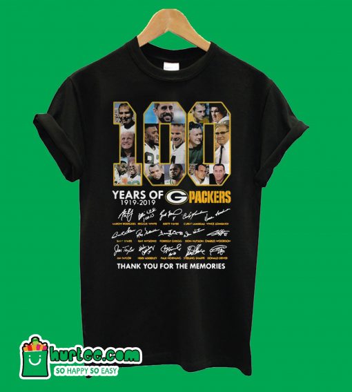 100 Years Of Green Bay Packers 1919 2019 Thank You For The Memories T-shirt