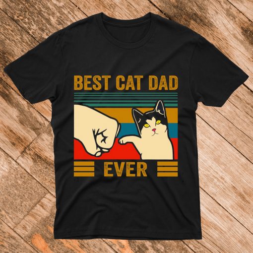 Vintage Best Cat Dad Ever Bump Short-Sleeve Unisex T Shirt