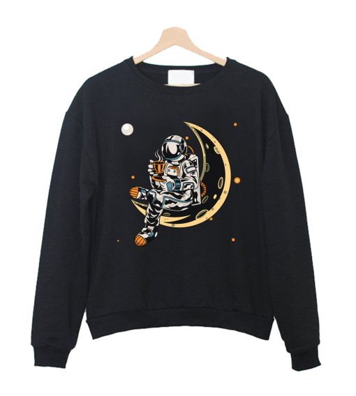 Astronaut Coffee Moon Crewneck Sweatshirt
