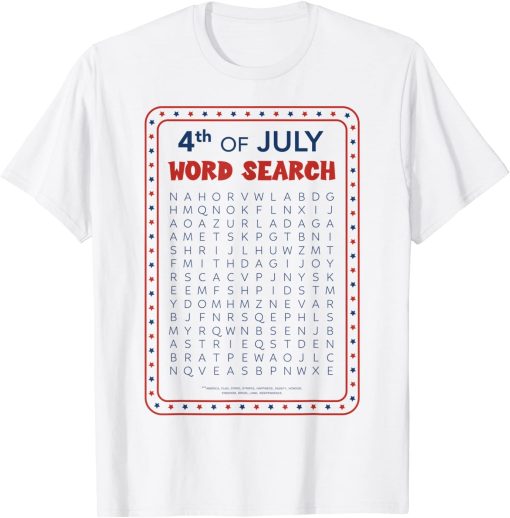 America 4th July Independence Day Word Search T-shirt