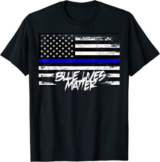 Blue Lives Matter Flag Black T-shirt